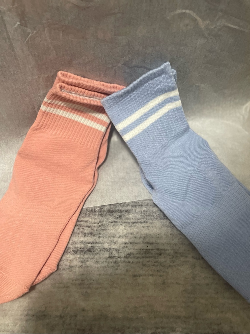 Yoga Athletic Crew Socks with grips - Pink and Light Blue